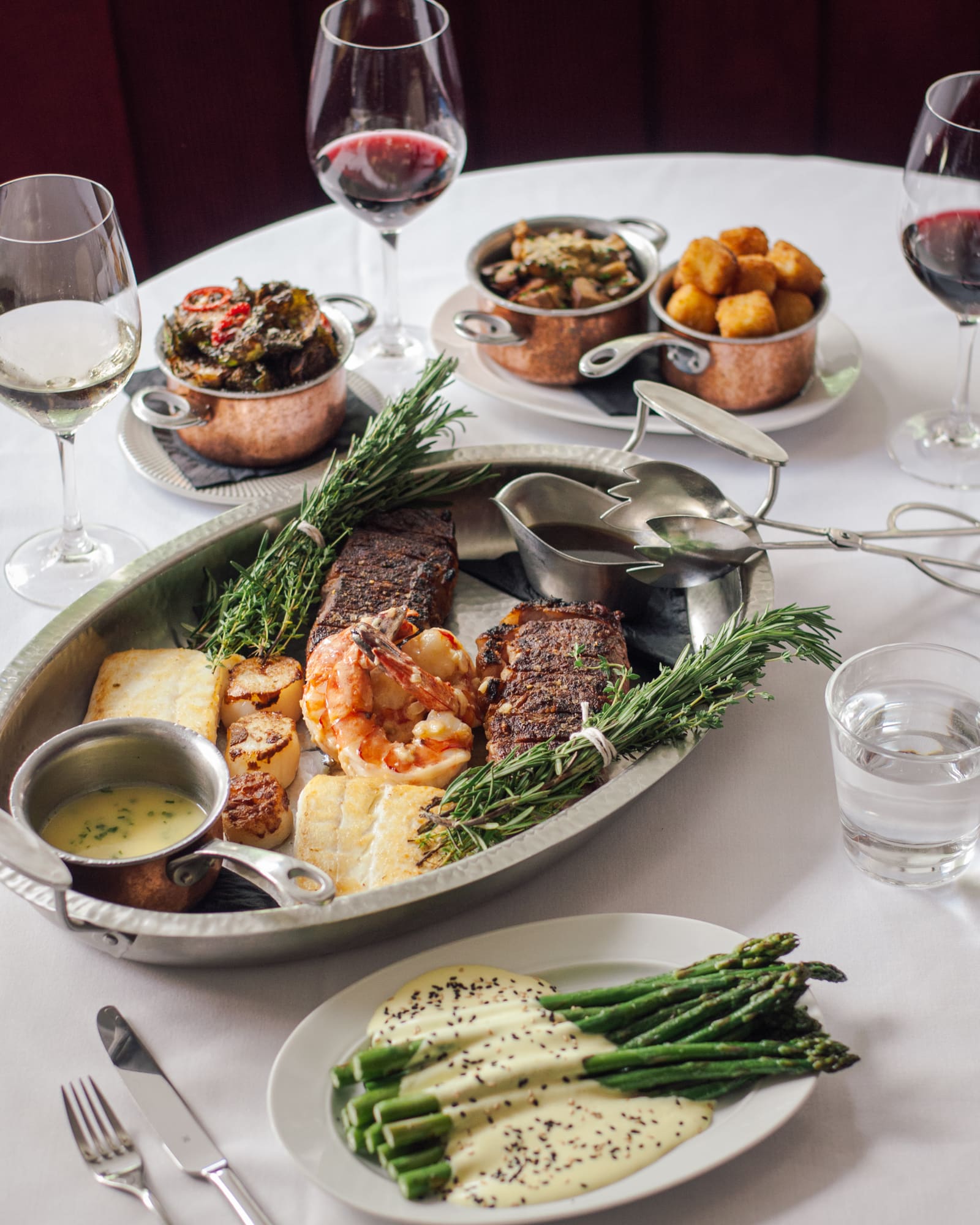 A holiday feast spread at Black+Blue Toronto