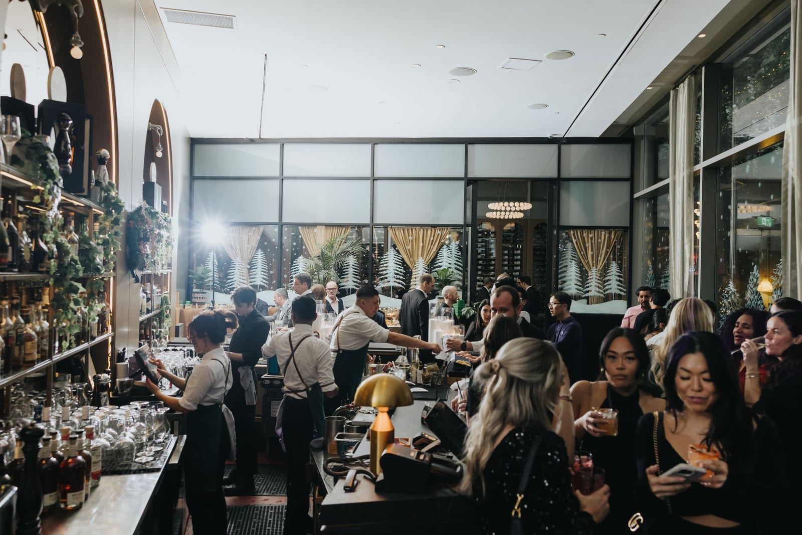 The bar at Riley’s during a holiday event